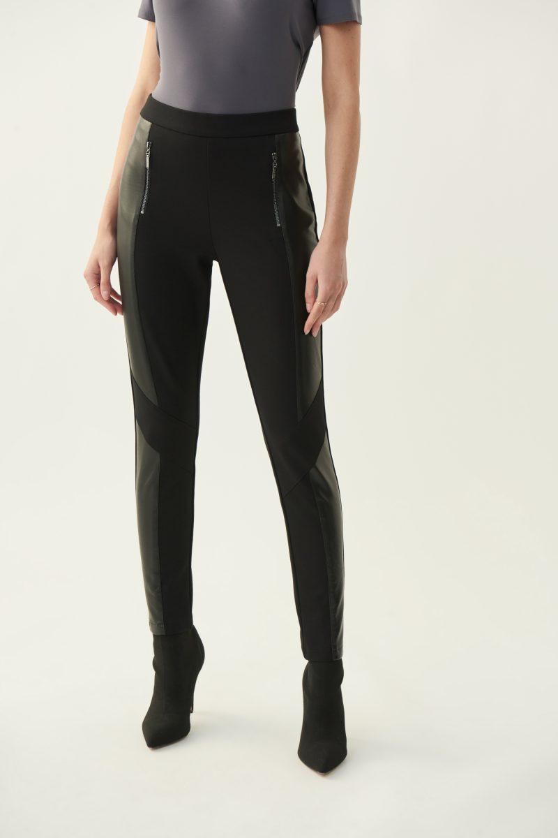 Ribkoff-Stretch trousers with eco-leather inserts