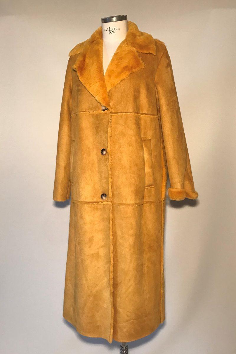 Tensione-In-Coat in eco-sheepskin - Raw cut - Ocher